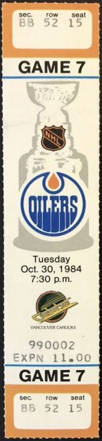 1984 Edmonton Oilers full ticket vs Vancouver 15.32