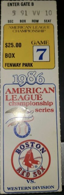 1986 ALCS Game 7 ticket stub Boston Red Sox vs Angels 3