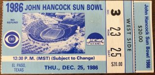 1986 Sun Bowl Ticket Stub Alabama vs Washington 22.50