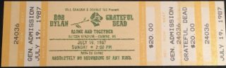 1987 Bob Dylan Grateful Dead Ticket 20