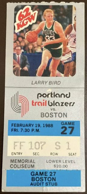 1988 Larry Bird 40 Points Ticket Stub 13