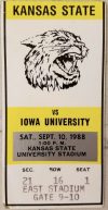 1988 NCAAF Kansas State ticket stub vs Iowa