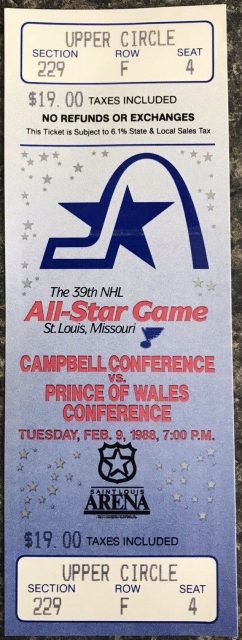 1988 NHL All Star Game ticket stub St. Louis 50