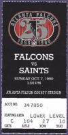 1990 Atlanta Falcons Ticket Stub vs Saints