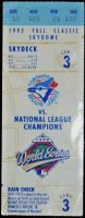 1992 World Series Game 3 ticket stub Braves at Blue Jays