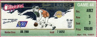 1997 Los Angeles Clippers ticket stub vs Lakers 15