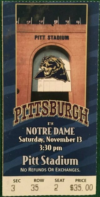 1999 Pitt Stadium Final Game Ticket stub 50