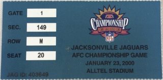 2000 AFC Championship Game ticket stub Titans vs Jaguars 5