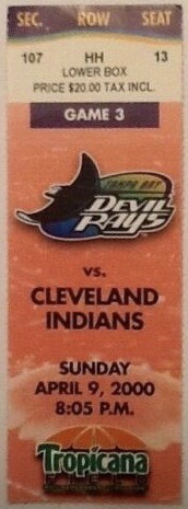 2000 Tampa Bay Devil Rays ticket stub vs Indians 10