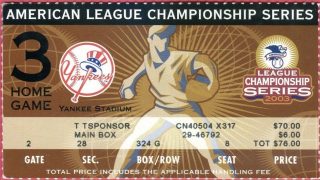 2003 ALCS Game 6 ticket stub Red Sox Yankees 30
