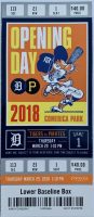 2018 Tigers Opening Day ticket stub vs Pirates
