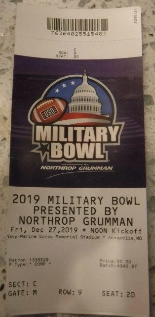 2019 Military Bowl Ticket Stub North Carolina vs Temple 11