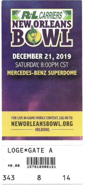 2019 New Orleans Bowl ticket stub Appalachian State vs UAB 11.50
