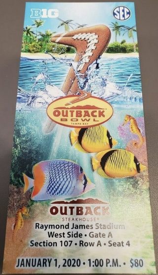 2020 Outback Bowl ticket stub Minnesota vs Auburn