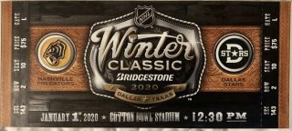 2020 Winter Classic ticket stub Dallas vs Nashville