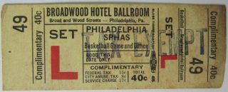 Philadelphia Sphas basketball ticket stub 79