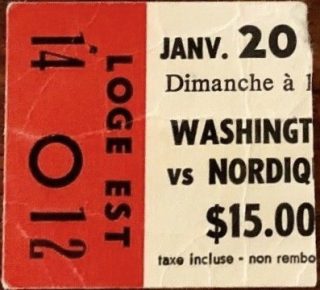 Quebec Nordiques ticket stub vs Washington