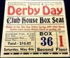 1937 Kentucky Derby Clubhouse Box Seat Ticket Stub