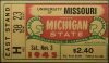 1945 NCAAF Michigan State ticket stub vs Missouri