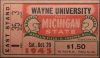 1945 NCAAF Michigan State ticket stub vs Wayne University