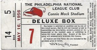 1956 Philadelphia Phillies ticket stub vs Milwaukee 5