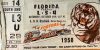 1958 NCAAF LSU Tigers ticket stub vs Florida