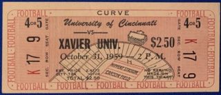 1961 NCAAF Xavier Musketeers ticket stub vs Citadel (1)