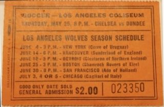 1967 Friendly Ticket Stub Chelsea vs Dundee in Los Angeles 148
