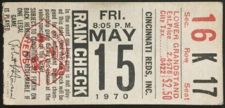 1970 Hank Aaron Home Run 569 Cincinnati Reds ticket stub vs Braves 30