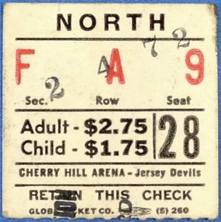 1972 EHL Jersey Devils ticket stub 10