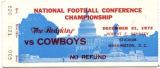 1972 NFC Championship Game ticket stub Washington Dallas 125