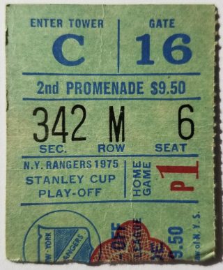 1975 Stanley Cup Playoff Ticket Stub Round 1 Game 1 Rangers Islanders 11