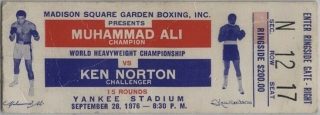 1976 Muhammad Ali vs Ken Norton ticket stub Yankee Stadium 36