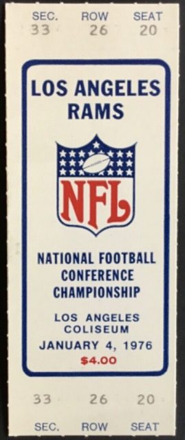 1976 NFC Championship Game ticket stub Los Angeles Dallas 22.50