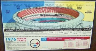 1976 Pittsburgh Steelers Season Ticket Sheet 80