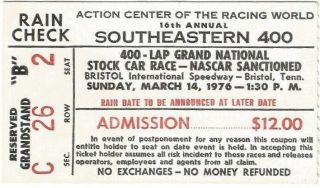 1976 Southeastern 400 ticket stub 17
