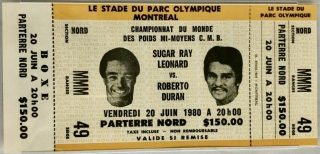 1980 Boxing ticket Sugar Ray Leonard vs Roberto Duran 169