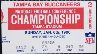 1980 NFC Championship Game ticket stub Buccaneers Rams 20