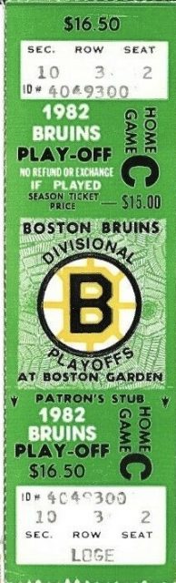 1982 NHL Playoffs Bruins ticket stub vs Sabres 2
