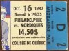 1982 Quebec Nordiques ticket stubs vs Flyers