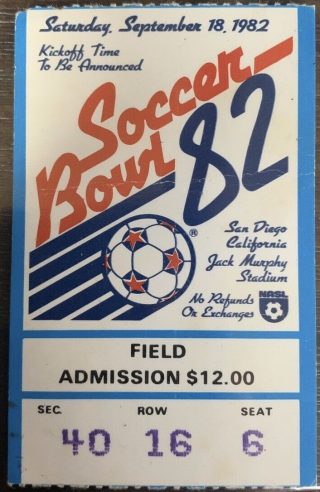 1982 Soccer Bowl 82 Ticket Stub New York Cosmos vs Seattle Sounders 11.50
