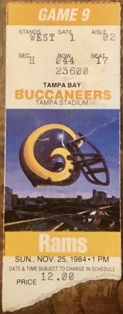 1984 Los Angeles Rams ticket stub vs Tampa Bay Buccaneers 10
