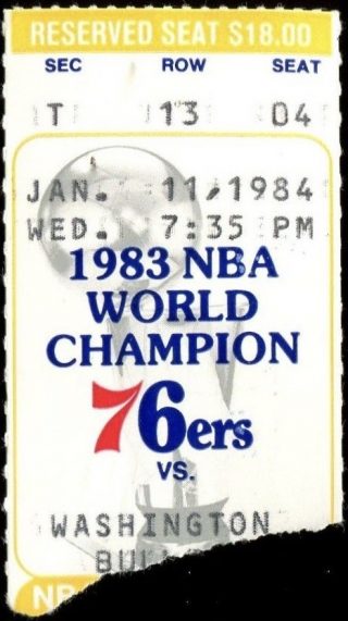 1984 Philadelphia 76ers ticket stub vs Bullets 7