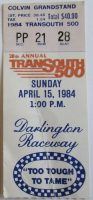 1984 Transouth 500 ticket stub Darlington