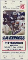 1984 USFL Los Angeles Express Unused Ticket vs Pittsburgh Maulers