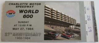 1984 World 600 Ticket Stub Bobby Allison 17