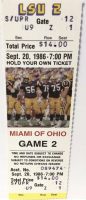 1986 NCAAF LSU Tigers unused ticket vs Miami Ohio