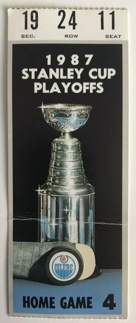 1987 Playoffs Round 2 Game 1 ticket stub Edmonton Oilers vs Winnipeg Jets ticket stub 7.53