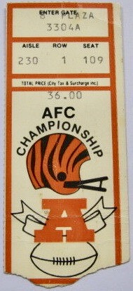 1989 AFC Championship Game ticket stub Bills at Bengals 120