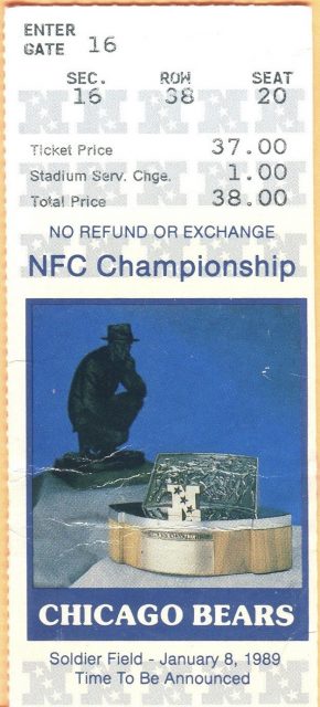 1989 NFC Championship Game ticket stub Bears 49ers 22.50